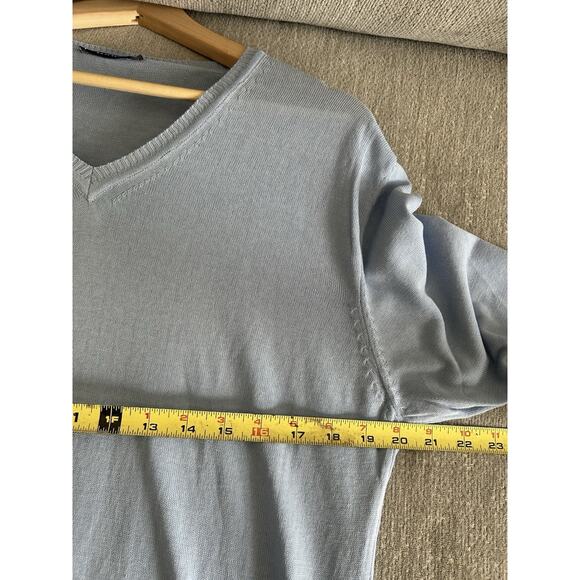 Made In Italy Cotton Extra Fine Blue Sweater L Preppy Coastal Old Money Summer - Picture 8 of 13